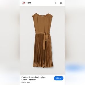 H&M Pleated Dress in dark beige